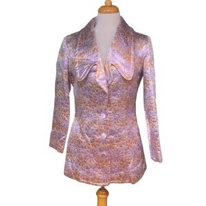 Vintage 70’s era Sears Far Eastern Collection metallic floral blazer size 10